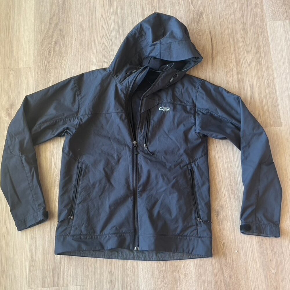 Outdoor Research Transfer Full Zip Soft Shell Hoodie Jacket Black Men’s Medium